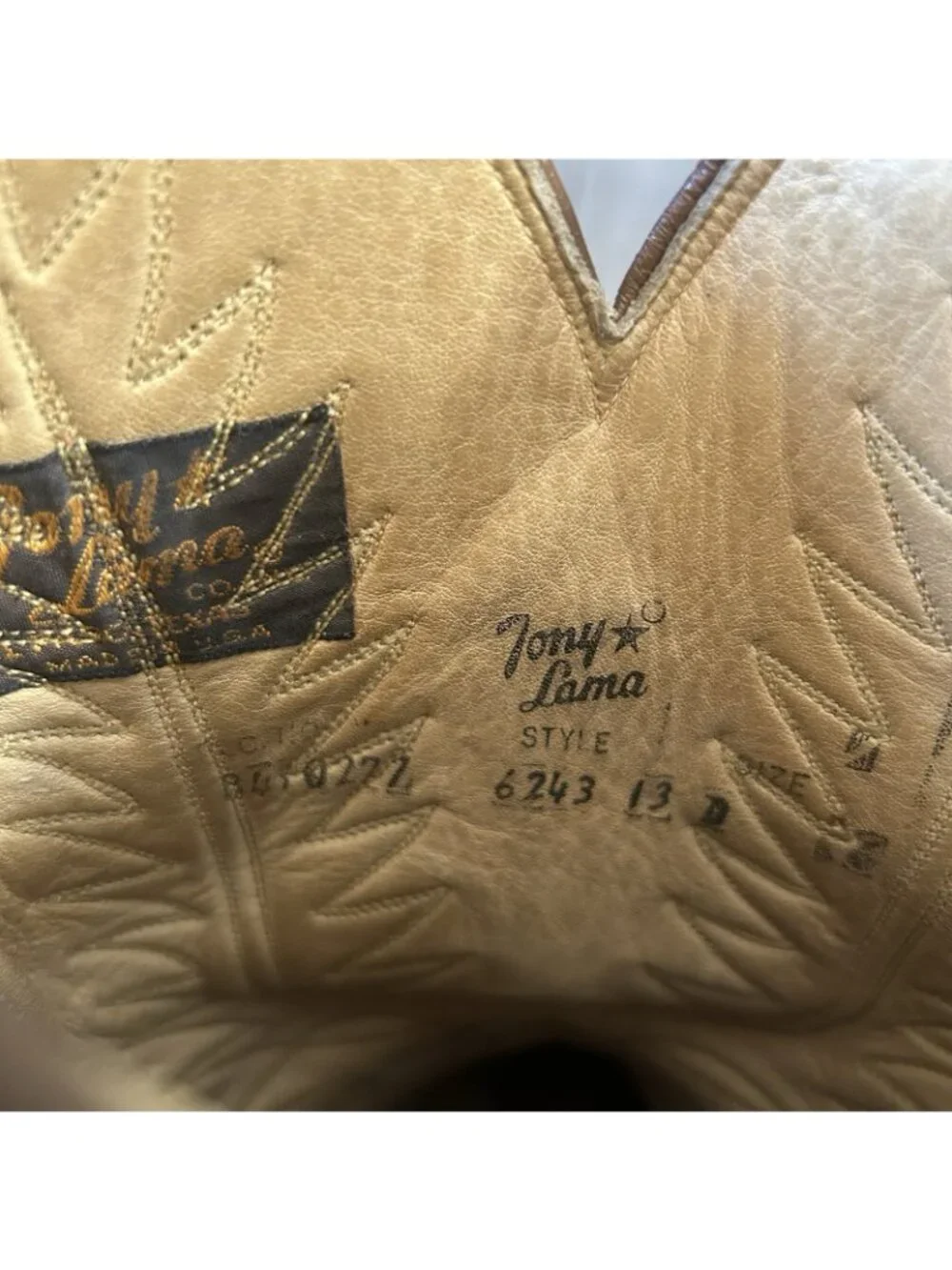 Tony Lama Vintage Gold Label Wingtip Western Cowboy Boots Mens 13 D